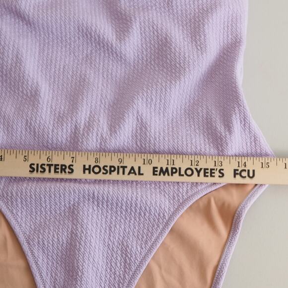 NWT J.Crew One Piece Swimsuit Size 12 Purple Textured Square Neck Low Back BC153 - Picture 5 of 13